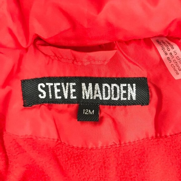 Steve Madden Infant Silver Star Puffer Jacket Red  Size 12 Months - Picture 6 of 7